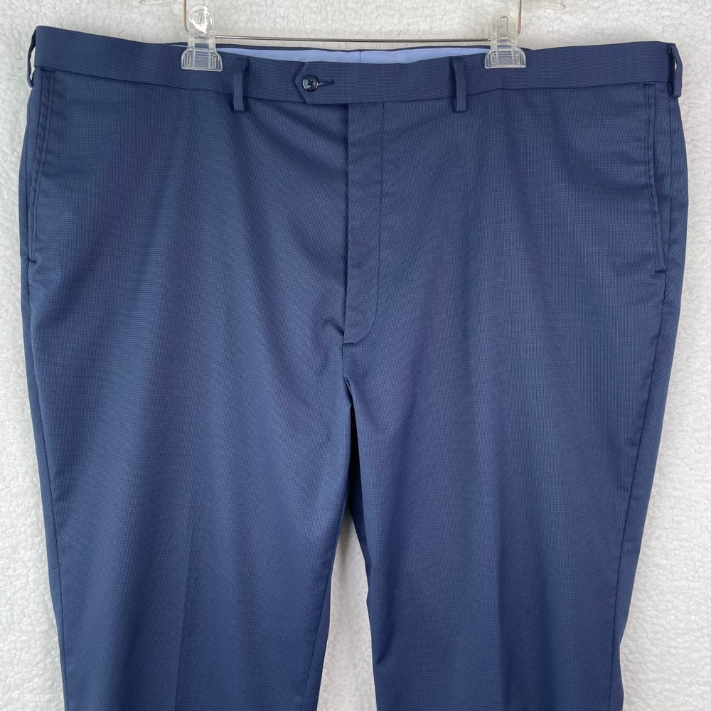 Roundtree & Yorke TravelSmart Mens 48x29 Blue Micro Pattern Dress Pants Stretch